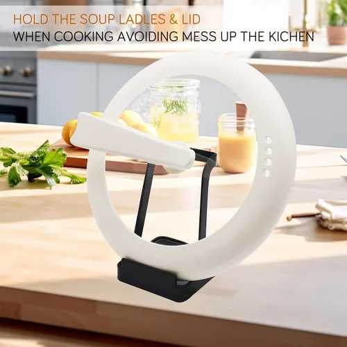 Vista 2 de vocheer Soporte para tapa de olla, organizador de cocina de acero inoxidable, soporte para cucharas, soporte de tapa para utensilios de cocina