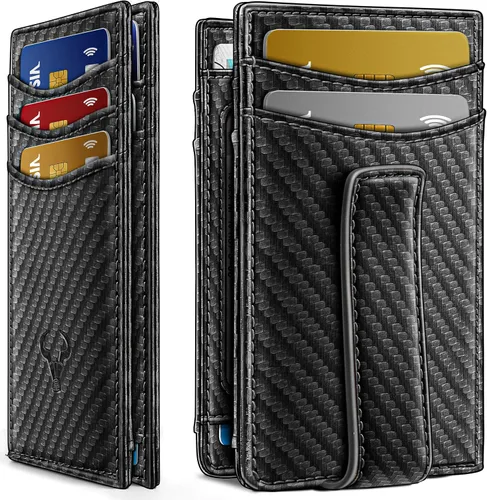 Vista 27 de BULLIANT Billetera Airtag para hombre, delgada con clip para dinero, cierre magnético, 12 tarjetas en el bolsillo frontal, bloqueo RFID