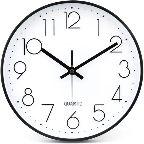 Vista 5 de jomparis Reloj de pared negro de 10 pulgadas, funciona con pilas, reloj de pared silencioso y sin tictac, reloj clásico para el hogar, oficina