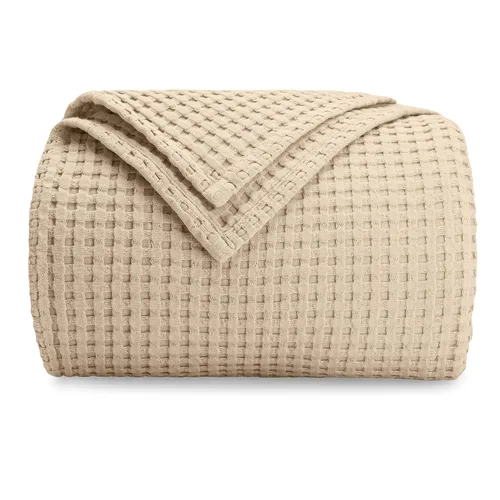 Vista 12 de Comfy Cubs Manta de bebé con tejido de punto gofre, manta de algodón de 40 x 40 pulgadas con diseño texturizado, manta ligera para cama, cuna Blush