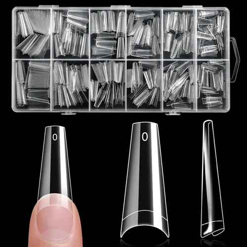 Vista 16 de krofaue Duck Nail Tips - Clear Flexible Gel Curved Nail Tips Media cubierta de pato transparente
