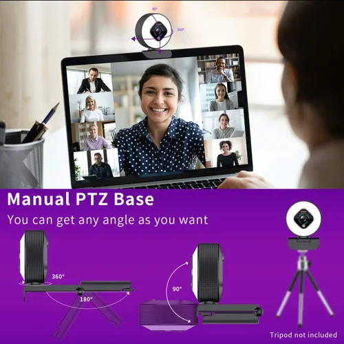 Vista 6 de Angetube Cámara web de transmisión 1080P con anillo de luz, cámara web HD con zoom digital enfoque automático para computadora, PC, portátil, Mac