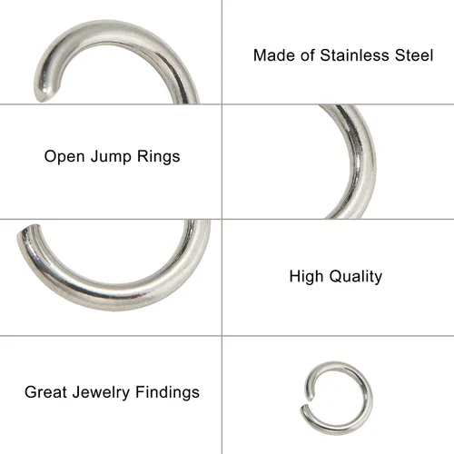Vista 3 de DanLingJewelry 1000 anillos de salto abiertos de acero inoxidable 304 calibre 17 de 0.394 in para hacer joyas, conectores de joyería, encontrar
