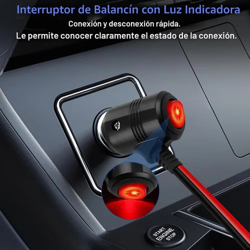 Vista 3 de Herfair Divisor de encendedor de cigarrillos para automóvil, adaptador de encendedor de cigarrillos de 2 enchufes, cable de extensión, puerto