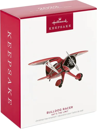 Vista 3 de Hallmark Keepsake Adorno de Navidad 2023, Sky's The Limit Bulldog Racer, regalos para él