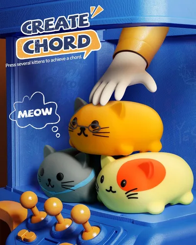 Vista 4 de Ruko 1701 - Teclados de piano de gatos musicales con lindo tono de miau, escala de música de reproducción de prensa, divertidos juguetes musicales