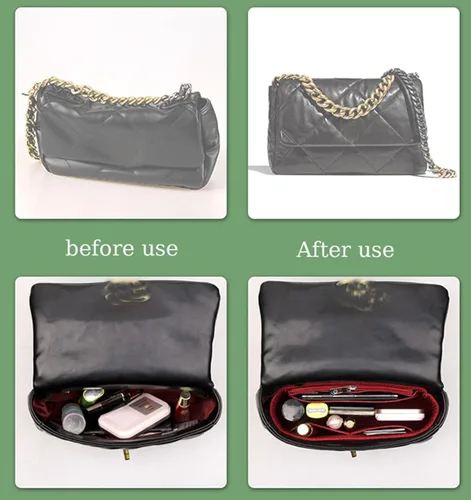 Vista 6 de Lckaey Organizador de monedero Inserto para 19 bolso con solapa Organizador de bolsa pequeña con bolsillo lateral con cremallera 1016negro-S
