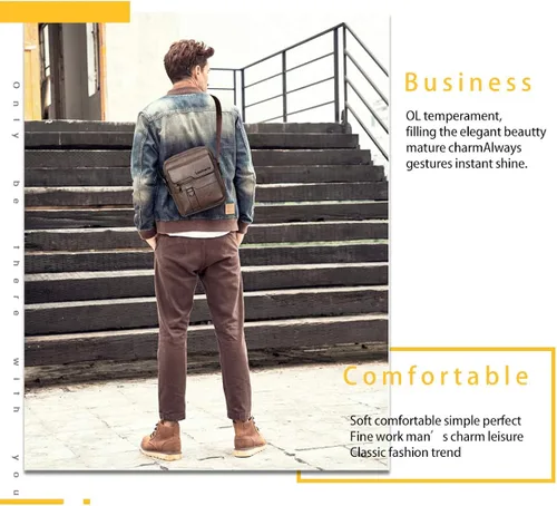 Vista 6 de Leathario Bolso cruzado de cuero para hombre bolso pequeño de mensajero para hombre bolso de hombro para hombre mochila de viaje paquete de trabajo