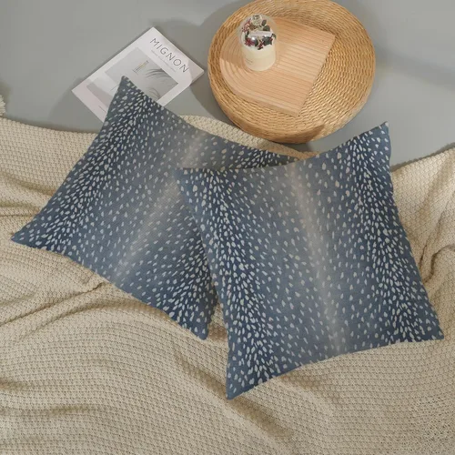 Vista 6 de Fundas de Almohada de Antílope 16x16 Paquete de 2, Fundas de Almohada Decorativas con Estampado de Piel de Animal Azul Marino, Fundas de Almohada