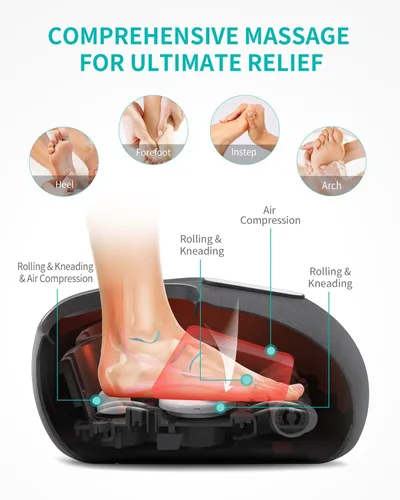 Vista 2 de Nekteck - Máquina masajeadora de pies con calor, masaje de pies Shiatsu para fascitis plantar y neuropatía, herramientas de masaje elegibles