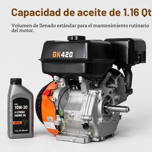 Vista 5 de Genkins 16 HP 420cc - Motor multiusos de arranque eléctrico a gasolina, GK420E