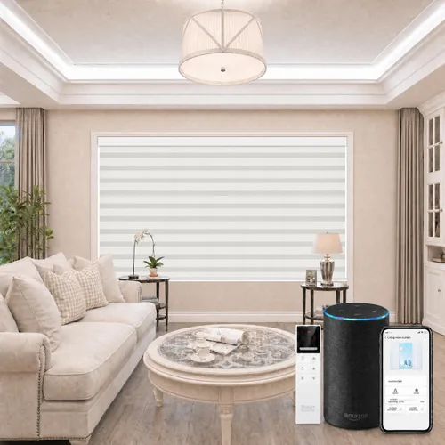 Vista 17 de TIPIACE Smart Motorized Zebra Shades con Alexa (negro)