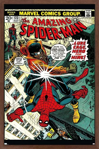 Vista 10 de Trends International Marvel Comics Amazing Spider-Man #123 - Póster de pared, 22.4 pulgadas de largo x 14.7 pulgadas, versión enmarcada en madera