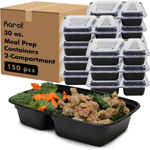 Vista 14 de Karat Contenedores de preparación de comidas [12 oz - 150 unidades] Contenedores reutilizables y desechables para llevar con tapas - Cajas Bento