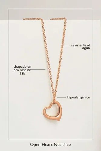 Vista 2 de Altitude Boutique Collar de corazón abierto para mujer, collar de corazón flotante, hipoalergénico, simple, collar de corazón con texto en inglés "I