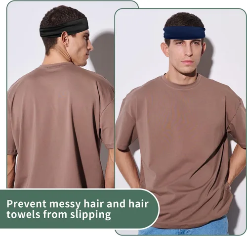 Vista 2 de 6 Pack Mens Running Headband, Sweatband Sports Headband for Running,Cycling,Football,Yoga,Fitness Workout Stretchy Unisex Hairband, 6