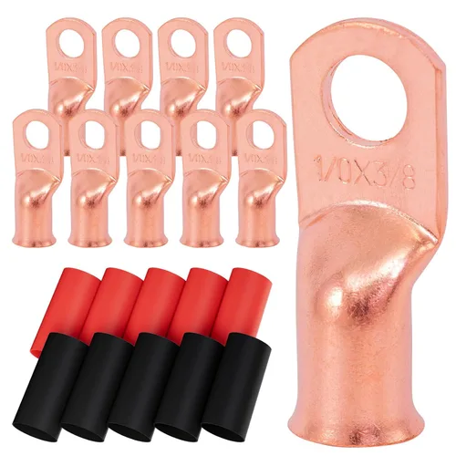 Vista 19 de 6 piezas 1/0 AWG - 1/2" (M12) Sanuke Terminales de anillo para cable de alambre con conectores de extremos resistentes para cable de batería, ojales