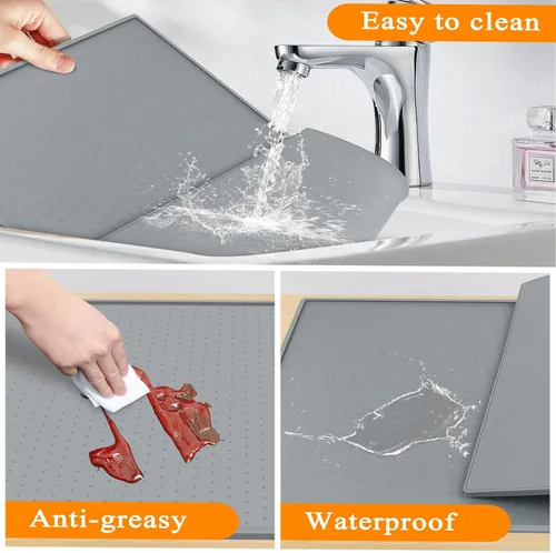 Vista 5 de Tapete enfriador de agua, tapete dispensador de agua antideslizante de 24 x 16 pulgadas con borde elevado, bandeja de suelo para dormitorios