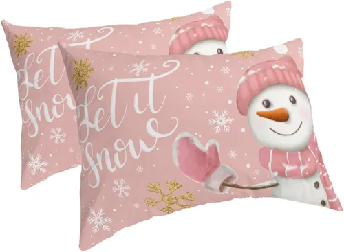 Vista 9 de Fundas de almohada de tamaño estándar de muñeco de nieve, 2 paquetes de fundas de almohada suaves para cama, fundas decorativas para sofá de cuerpo