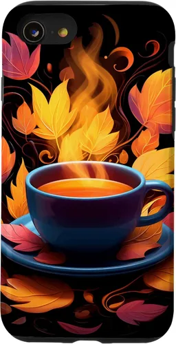 Vista 18 de iPhone 16 Coffee Autumn Leaves Fall Season Caffeine Thanksgiving Case