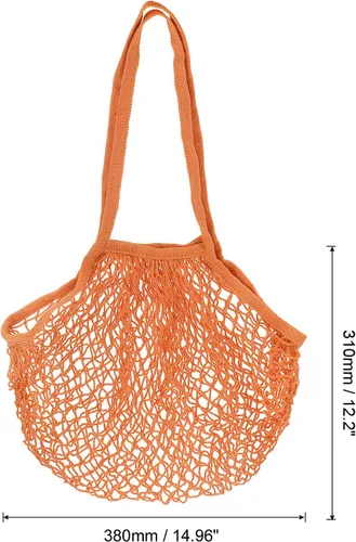 Vista 2 de MECCANIXITY Bolsa de malla de algodón con asa larga, reutilizable, lavable, malla de cadena, organizador de bolsas de comestibles para frutas