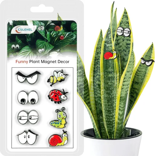Vista 9 de Imanes de plantas con ojos y boca para plantas en maceta, 8 unidades de imanes para nevera con diseño de monstruo, ojos, pines divertidos de plantas