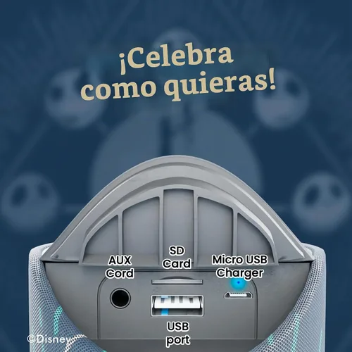 Vista 2 de Disney Tim Burton's The Nightmare Before Christmas Altavoz Bluetooth - Altavoz inalámbrico a prueba de salpicaduras Jack y Sally con 3 horas