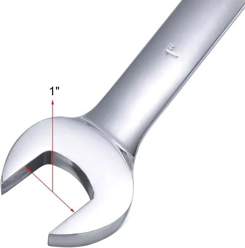 Vista 4 de uxcell Llave combinada de carraca de 1 pulgada SAE de 72 dientes y 12 puntos, llave de caja abierta de trinquete, herramientas Cr-V