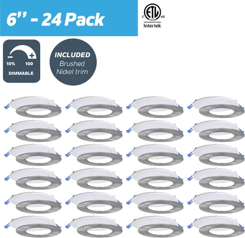 Vista 2 de Nadair SL6-1125-24WH3KBN Paquete de 24 cajas de conexiones ultra empotrables regulables de 6 pulgadas, 12 W, 1000 lúmenes, 3000 K cálidas, blancas