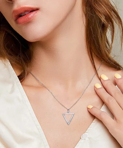 Vista 2 de DAOCHONG Collar de plata de ley 925 con formas geométricas, triángulorectángulocírculo, collar con colgante para mujer