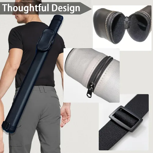Vista 2 de SUPERDIAMOND Estuche para taco de billar, 2 piezas profesional (1 culo/1 eje), bolsa para taco de billar, estilo maletín para hombres, funda rígida