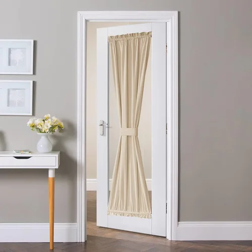 Vista 15 de NICETOWN Cortina negra de terciopelo para puerta de cocina/baño/patio/puerta corrediza de vidrio, aislante, con bolsillo para barra, insonorizante
