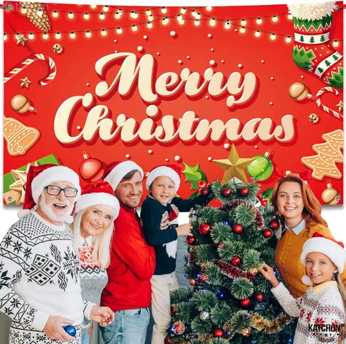 Vista 6 de Cartel grande de Feliz Navidad, 72 x 44 pulgadas, decoraciones de fiesta de Navidad, pancarta de fiesta de Navidad, decoraciones de Navidad