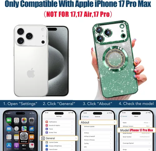 Vista 244 de Misscase Funda magnética con purpurina para iPhone 11 compatible con MagSafe, protección completa, delgada, a prueba de golpes, antiarañazos