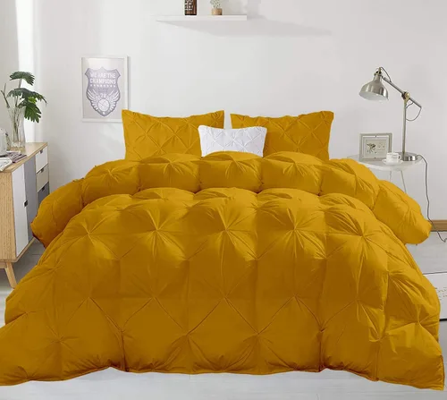 Vista 16 de Juego de edredón plisado para todas las estaciones, 21.16 oz/m², 3 piezas (edredón + 2 fundas de almohada), relleno de edredón de algodón egipcio