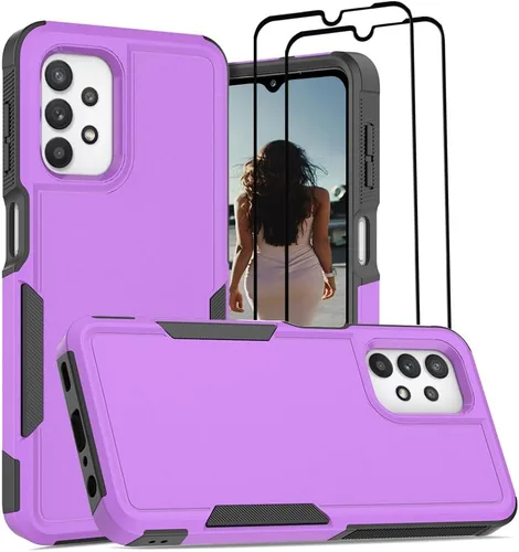 Vista 229 de Jeylly Compatible con Samsung Galaxy A22 5G Funda, Funda Samsung A22 5G con 2pcs protectores de pantalla de vidrio templado