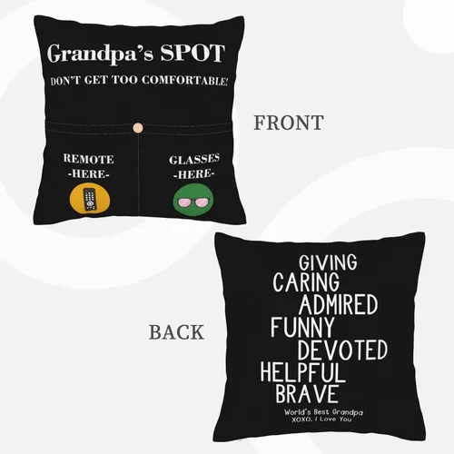 Vista 2 de Funda de almohada con dos bolsillos, regalo de nieta para abuelo, funda de almohada cuadrada de doble cara para decoración del hogar del sofá