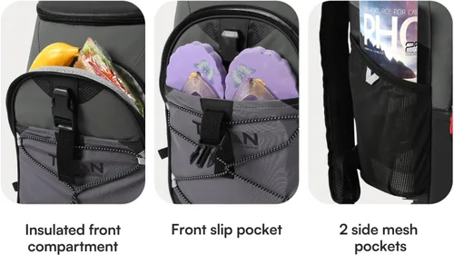 Vista 5 de Titan by Arctic Zone Backpack Cooler, Insulated Soft Sided Bag with Leak Proof Lining and Padded Straps, for Lunch, Picnic, and Travel, 24 Can Gris
