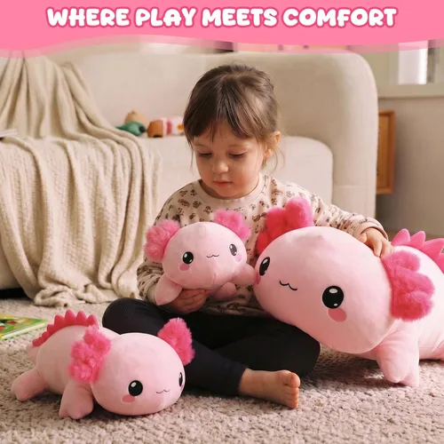 Vista 8 de TOYSYM Animales de peluche con peso, animal de peluche de ajoltol con cuentas pesadas, bonita almohada de juguete de peluche, regalos para adultos