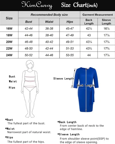 Vista 3 de KIMCURVY Vestido de manga 34 para mujer, talla grande, vestido de noche para negocios, cóctel, fiesta, con diamantes de imitación Revomables