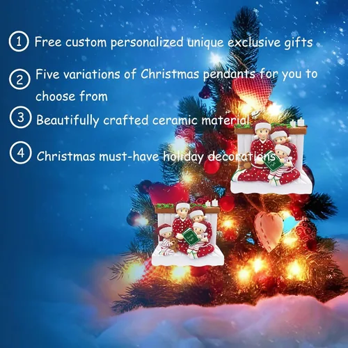 Vista 7 de Adornos de Navidad personalizados, adorno familiar 2023, pijama con nombre personalizado, decoración familiar, árbol de Navidad, colgante colgante