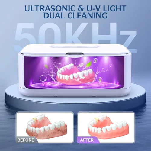 Vista 4 de Limpiador ultrasónico de joyas, limpiador de joyas de 50 Khz, máquina ultrasónica para joyas, anteojos, anillos, correa de reloj, dentaduras, tanque