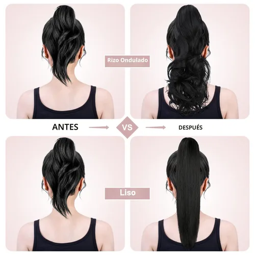 Vista 5 de Extensión de cola de caballo con clip de garra, de 18 pulgadas, extensiones de cabello ondulado largo para mujer, extensiones de cola de caballo