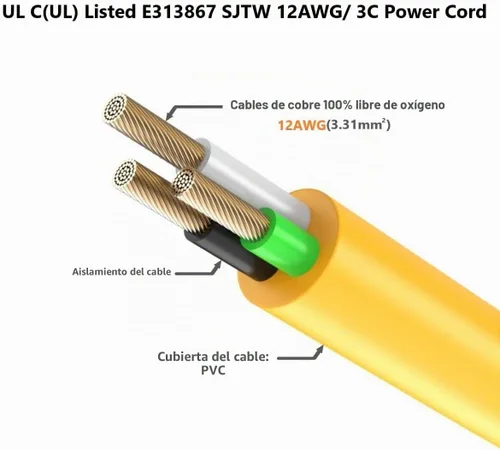 Vista 6 de 1-FT 12AWG ángulo recto 15 amperios enchufe de CA doméstico a cable adaptador de 20 amperios