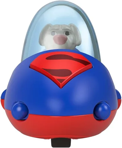 Vista 2 de Fisher-Price - Vehículos de superhéroes de metal fundido a presión inspirados en la película DC League of Superpets – Krypto Superdog Red and Blue