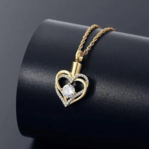 Vista 3 de shajwo - Collar de urna de corazón de joyería de cremación para cenizas para mujeres, niñas, recuerdo conmemorativo, colgante de piedra de nacimiento