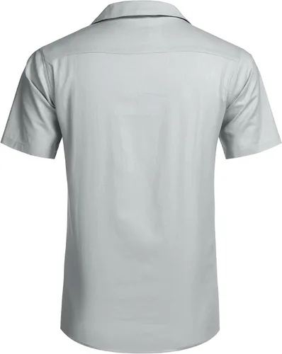 Vista 4 de COOFANDY - Camisas hawaianas de algodón y lino, florales, tropicales, con botones para hombre