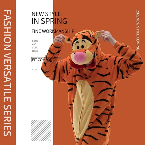 Vista 8 de COSUSKET Snug Fit Unisex Adult Onesie Pajamas, Flannel Cosplay Animal One Piece Halloween Costume Sleepwear Homewear