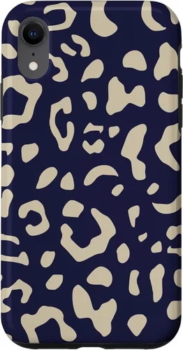 Vista 8 de Funda con estampado de leopardo azul marino beige para iPhone 15