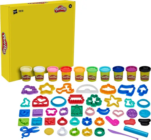 Vista 2 de Play-Doh - Set de herramientas navideñas, 43 accesorios y 10 colores de compuesto para modelar, regalos para rellenar calcetines de Navidad